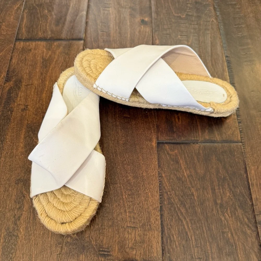 Soludos Criss Cross Platform Espadrilles Sandals White size 7